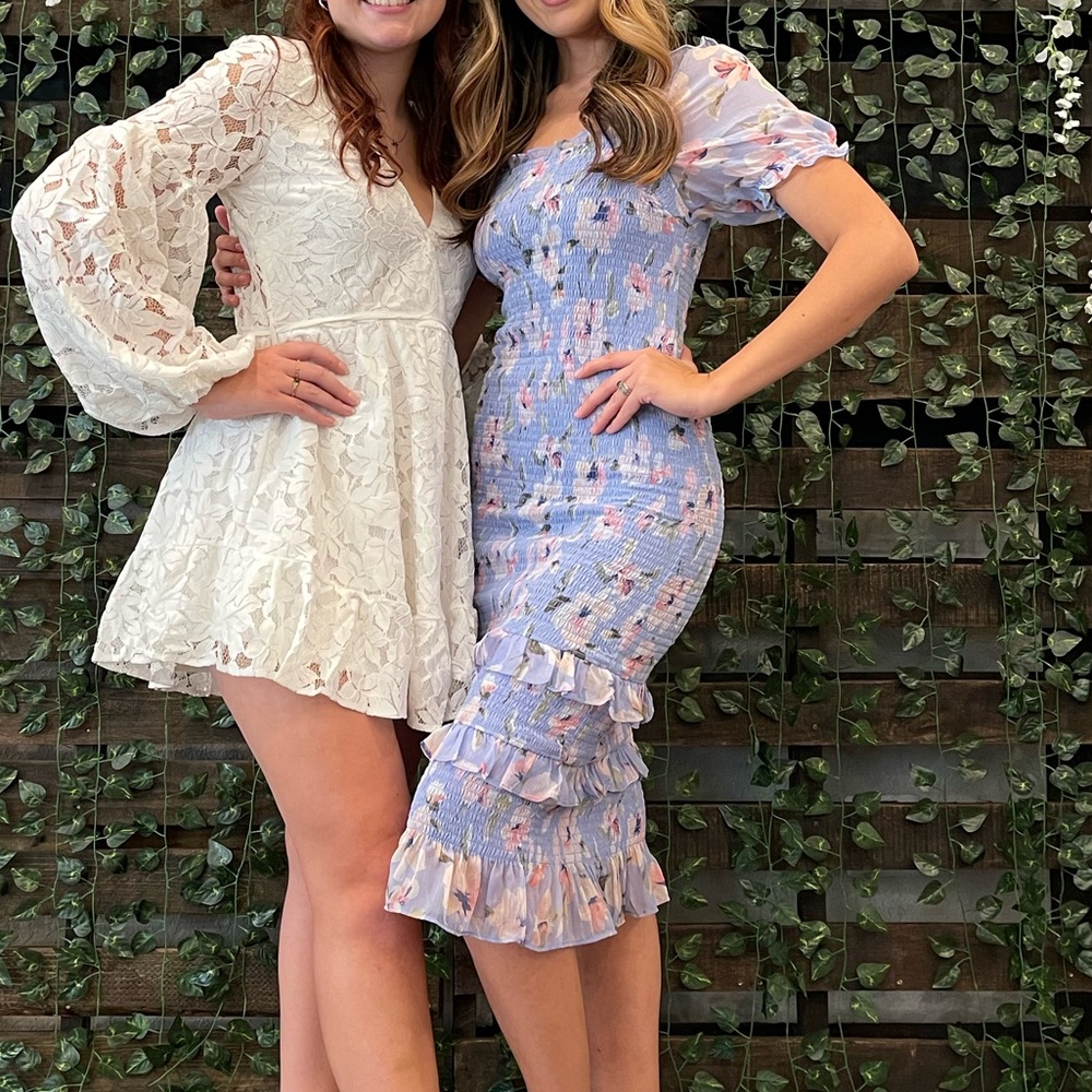 Light blue Abercrombie Puff Sleeve Midi dress